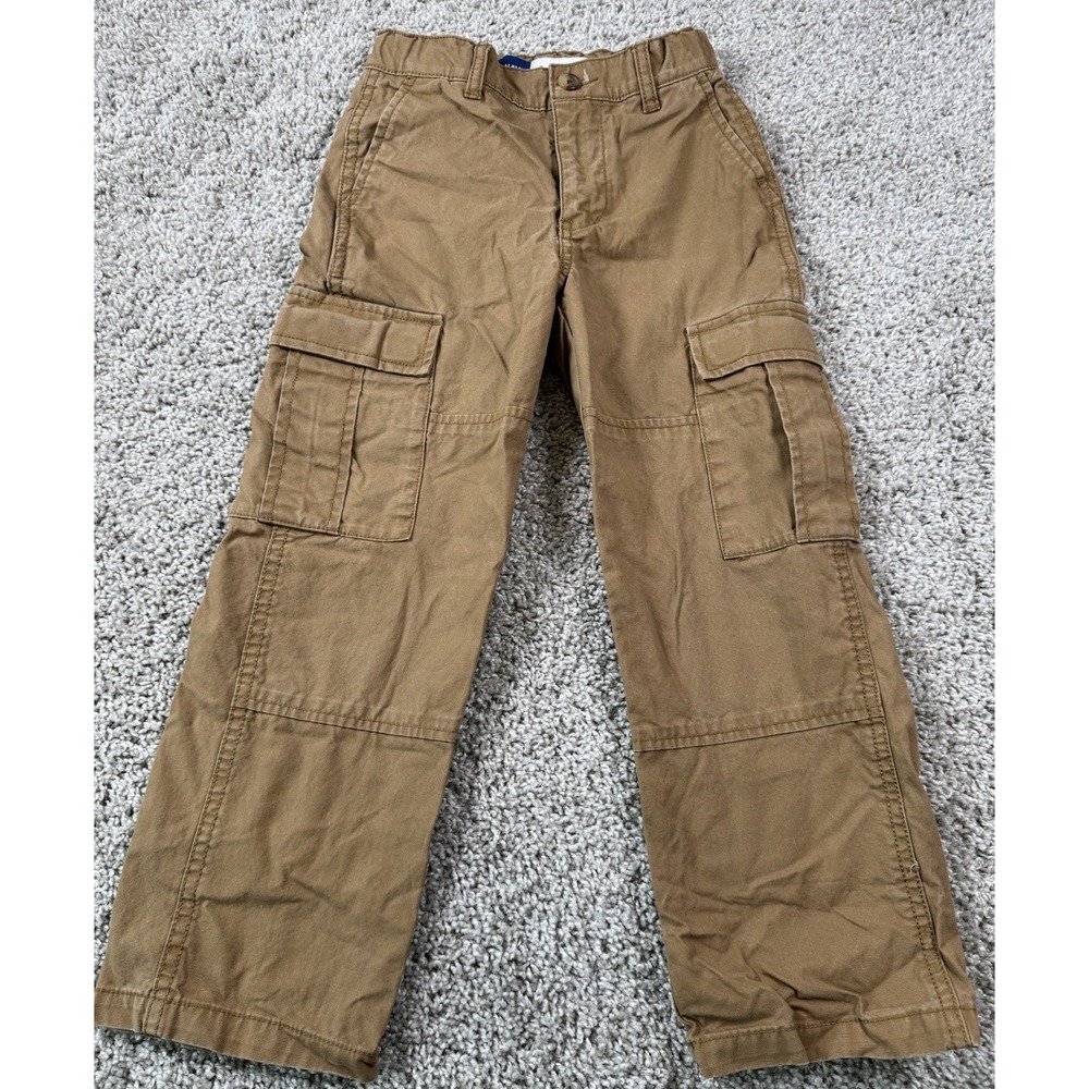 Old Navy Boys Baggy Cargo‎ Pants Khaki Beige Pockets Y2K 90s Style 7 Slim